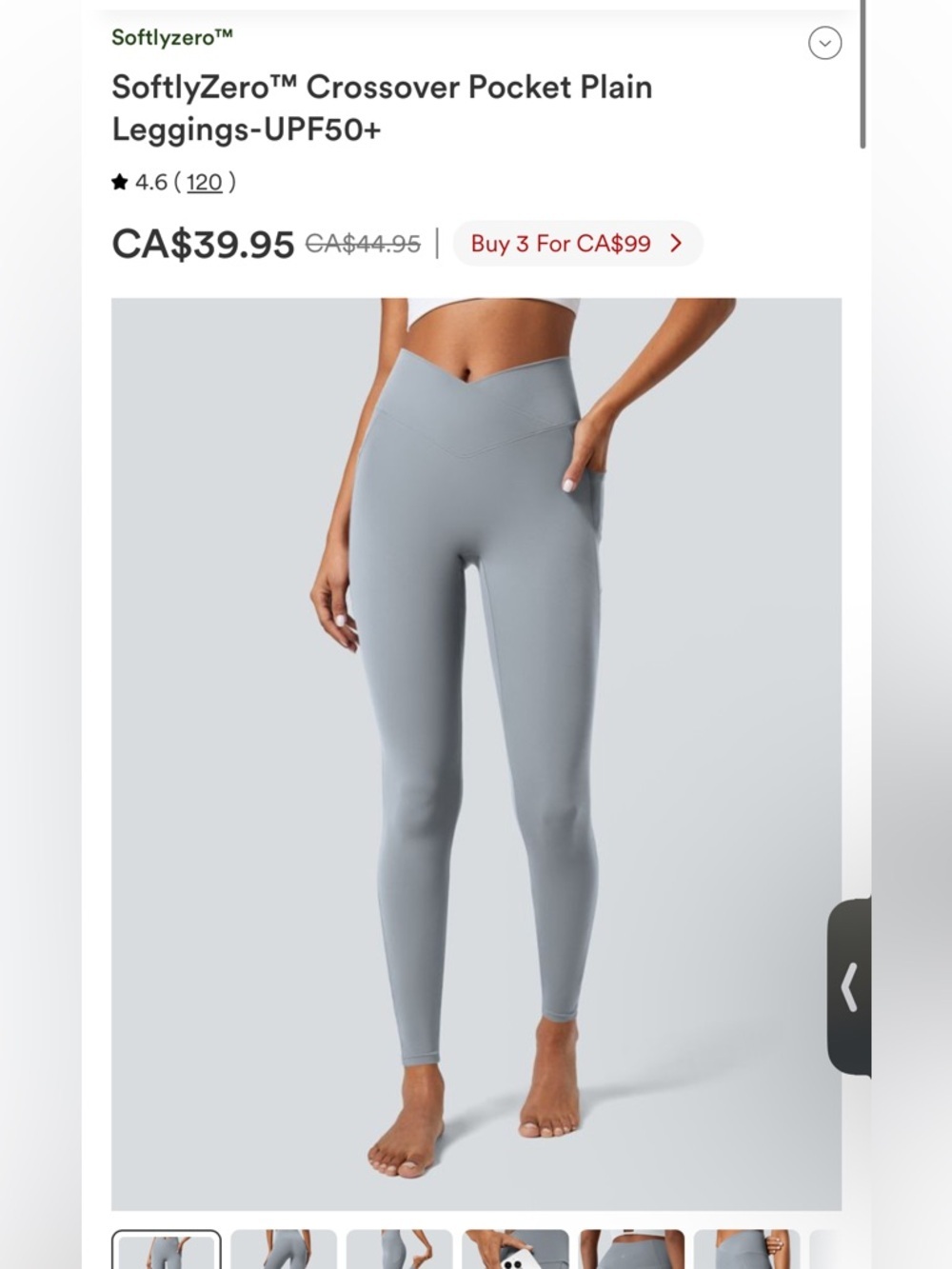 Halara Leggings Crossover High-Waist Pocket in Light Gray MSRP $45 XS NWT